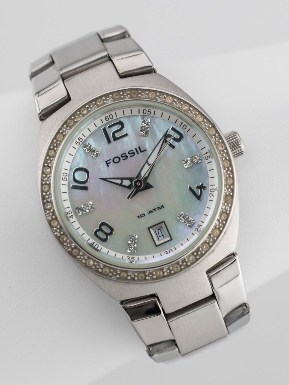 FOSSIL Colleague AM-4141 MOP Crystal Quartz Analog Women's Watch Fresh Battery